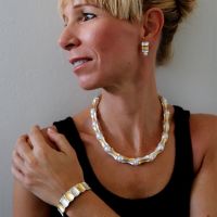 Bamboo Pearl Necklace made in Sterling Silver with Pearl - view 3
