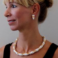 Bamboo Pearl Necklace made in Sterling Silver with Pearl - view 4