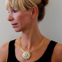 Daisy Silver Necklace made in Sterling Silver with Citrine, White Topaz or Blue Topaz