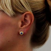 Tanzanite Rose Earrings made in 18K Gold with Tanzanite - view 2