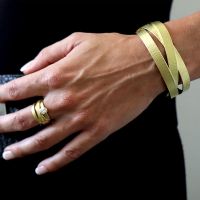 Gold Wide Braided Cuff made in 18K Gold - view 2