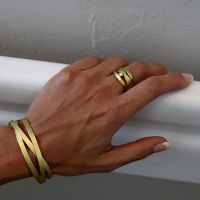 Gold Braided Cuff made in 18K Gold - view 2