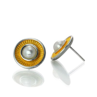 Dunes Pearl Earring Studs (Sterling Silver, 18k Gold Vermeil and Pearl Earring Studs)
