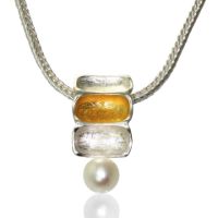 Bamboo Pearl Pendant made in Sterling Silver with Pearl