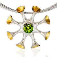 Nautilus Silver Necklace made in Sterling Silver with Citrine, White Topaz or Blue Topaz