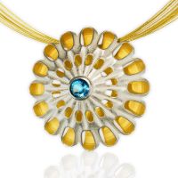 Daisy Silver Necklace made in Sterling Silver with Topaz (Blue)