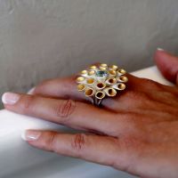 Sea Anemone Ring made in Sterling Silver with Peridot, Citrine or Blue Topaz