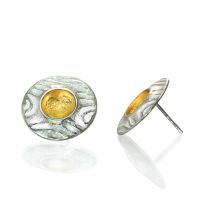 Volcano Stud Silver Earrings made in Sterling Silver - view 3