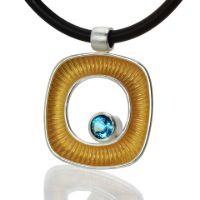 Dunes Silver Necklace made in Sterling Silver with Topaz (Blue)
