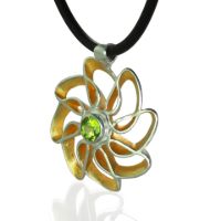 Rose Silver Necklace made in Sterling Silver with Peridot