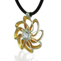 Rose Silver Necklace made in Sterling Silver with Topaz (White)