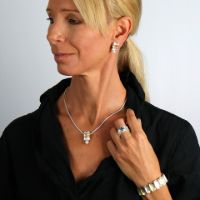 Bamboo Pearl Pendant made in Sterling Silver with Pearl - view 2
