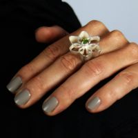 Crown Flower Silver Ring made in Sterling Silver with Peridot or Citrine - view 2