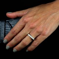 Square Stack Pearl Ring made in Sterling Silver with Pearl - view 5