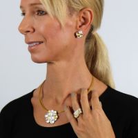 Square Stack Pearl Ring made in Sterling Silver with Pearl - view 2