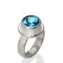 Solitaire Silver Ring - Sterling Silver with Blue Topaz
