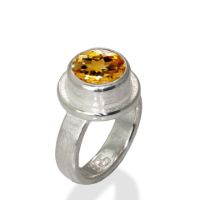 Solitaire Silver Ring made in Sterling Silver with Citrine