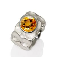 Honeycomb Silver Ring made in Sterling Silver with Citrine