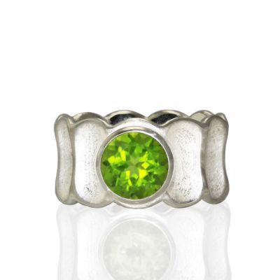 Bamboo Silver Peridot Ring, Unique Rings, Artisian Rings, Handmade Silver Rings, Sterling Silver Rings, Oliver Schnoor Handmade Jewelry