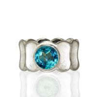 Bamboo Silver Ring made in Sterling Silver with Topaz (Blue)
