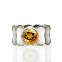 Bamboo Silver Ring made in Sterling Silver with Citrine