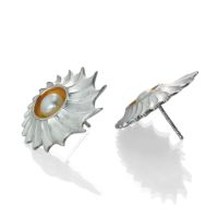 Shell Pearl Stud Earrings made in Sterling Silver with Pearl - view 2