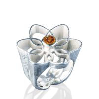 Crown Flower Silver Ring made in Sterling Silver with Peridot or Citrine - view 3