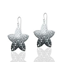 Star Earrings made in Nylon (3D Printed) and Gold-Plated Sterling Silver - view 2