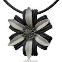 Dahlia Pendant made in Nylon (3D Printed) and Sterling Silver