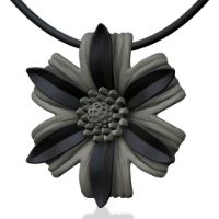 Dahlia Pendant made in Nylon (3D Printed) and Sterling Silver - view 2