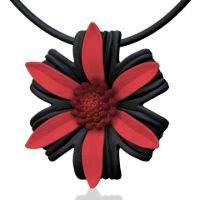 Dahlia Pendant made in Nylon (3D Printed) and Sterling Silver - view 3