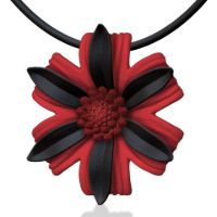 Dahlia Pendant made in Nylon (3D Printed) and Sterling Silver - view 4