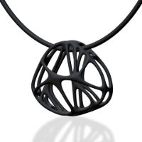 Cellular Pendant made in Nylon (3D Printed) and Sterling Silver - view 2
