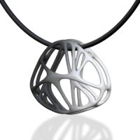 Cellular Pendant made in Nylon (3D Printed) and Sterling Silver - view 3