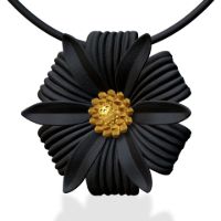 Dahlia Pendant Gold made in Nylon (3D Printed) and Gold-Plated Sterling Silver