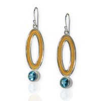Dunes Dangle Silver Earrings made in Sterling Silver with Topaz (Blue)