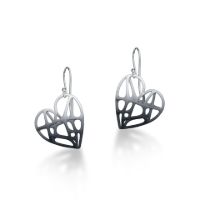 Heart Earrings made in Nylon (3D Printed) and Sterling Silver - view 3