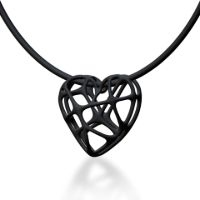 Heart Pendant made in Nylon (3D Printed) and Sterling Silver - view 2
