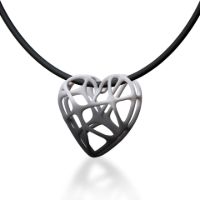 Heart Pendant made in Nylon (3D Printed) and Sterling Silver - view 3