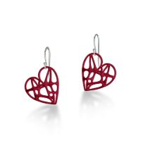 Heart Earrings made in Nylon (3D Printed) and Sterling Silver - view 2
