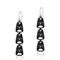 Triple Cellular Earrings made in Nylon (3D Printed) and Sterling Silver - view 2