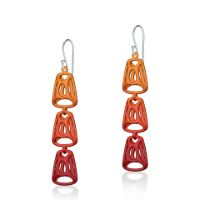 Triple Cellular Earrings made in Nylon (3D Printed) and Sterling Silver - view 4