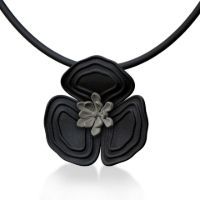 Poppy Pendant made in Nylon (3D Printed) and Sterling Silver - view 2