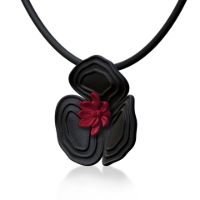 Poppy Pendant made in Nylon (3D Printed) and Sterling Silver - view 3
