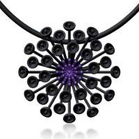 Allium Pendant made in Nylon (3D Printed) and Sterling Silver - view 3