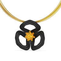 Gold Poppy Pendant made in Nylon (3D Printed) and Gold-Plated Sterling Silver