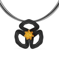 Gold Poppy Pendant made in Nylon (3D Printed) and Gold-Plated Sterling Silver - view 2
