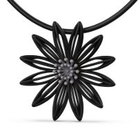 Clematis Pendant made in Nylon (3D Printed) and Sterling Silver - view 3