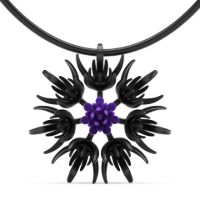 Corn Flower Pendant made in Nylon (3D Printed) and Sterling Silver - view 2