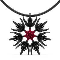 Corn Flower Pendant made in Nylon (3D Printed) and Sterling Silver - view 3